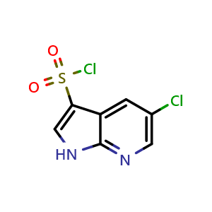Chemical structure of 5-Chloro-1H-pyrrolo[2,3-b]pyridine-3-sulfonyl chloride , CAS 2137648-42-9, AChemBlock X215369