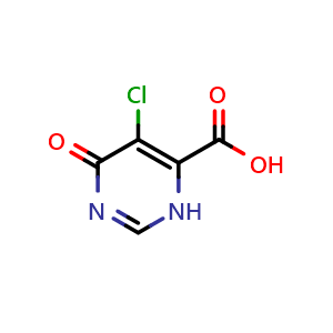Chemical structure of 5-chloro-4-oxo-1H-pyrimidine-6-carboxylic acid , CAS 914916-96-4, AChemBlock X215388