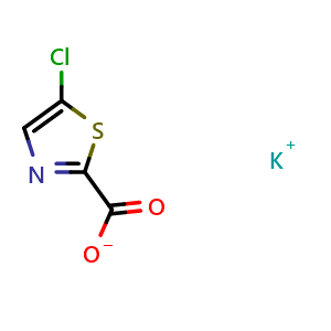 Chemical structure of 5-chlorothiazole-2-carboxylic acid;potassium salt , CAS 2940945-94-6, AChemBlock X215394