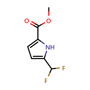 Chemical structure of 5-Difluoromethyl-1H-pyrrole-2-carboxylic acid methyl ester , CAS 2112952-30-2, AChemBlock X215398