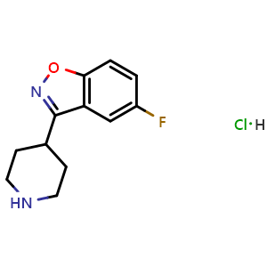 Chemical structure of 5-fluoro-3-(4-piperidinyl)-1,2-benzisoxazole hydrochloride , CAS 84163-16-6, AChemBlock X215410