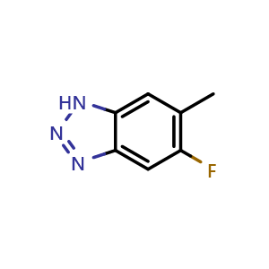Chemical structure of 5-fluoro-6-methyl-1H-1,2,3-benzotriazole , CAS 2384975-27-1, AChemBlock X215417