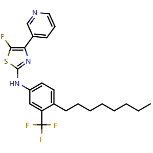 Chemical structure of 5-Fluoro-N-[4-octyl-3-(trifluoromethyl)phenyl]-4-(3-pyridinyl)-2-thiazolamine , AChemBlock X215422
