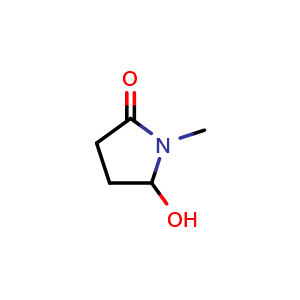Chemical structure of 5-hydroxy-1-methylpyrrolidin-2-one , CAS 41194-00-7, AChemBlock X215430