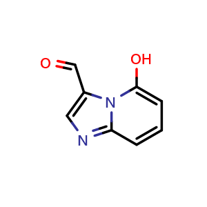 Chemical structure of 5-hydroxyimidazo[1,2-a]pyridine-3-carbaldehyde , CAS 1780891-42-0, AChemBlock X215434