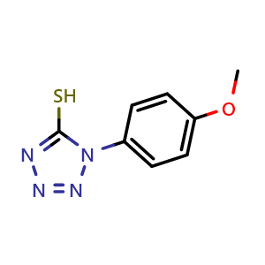 Chemical structure of 5-Mercapto-1-(4-methoxyphenyl)-1H-tetrazole , CAS 13980-76-2, AChemBlock X215445