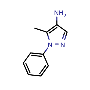 Chemical structure of 5-methyl-1-phenyl-1H-pyrazol-4-amine , CAS 103095-52-9, AChemBlock X215457