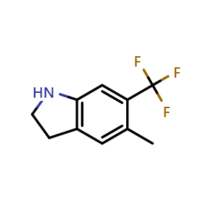 Chemical structure of 5-methyl-6-(trifluoromethyl)-2,3-dihydro-1H-indole , CAS 200711-22-4, AChemBlock X215463
