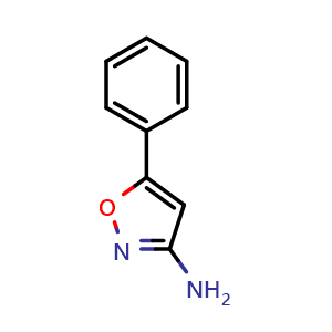 Chemical structure of 5-phenylisoxazol-3-amine , CAS 6455-31-8, AChemBlock X215476