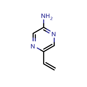 Chemical structure of 5-vinylpyrazin-2-amine , CAS 620596-94-3, AChemBlock X215479