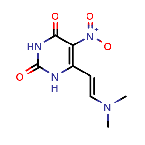Chemical structure of 6-(2-dimethylamino-vinyl)-5-nitro-1h-pyrimidine-2,4-dione , CAS 116705-41-0, AChemBlock X215487
