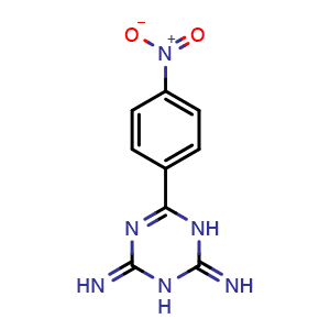 Chemical structure of 6-(4-nitrophenyl)-1,3,5-triazine-2,4(1H,3H)-diimine , CAS 29366-73-2, AChemBlock X215492