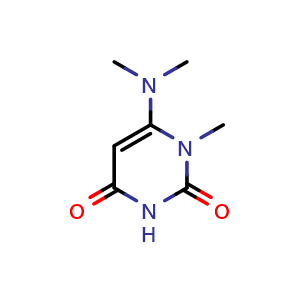 Chemical structure of 6-(dimethylamino)-1-methyl-1,2,3,4-tetrahydropyrimidine-2,4-dione , CAS 1797409-07-4, AChemBlock X215500