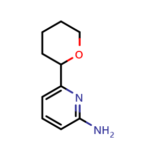 Chemical structure of 6-(tetrahydro-2H-pyran-2-yl)pyridin-2-amine , CAS 1622834-56-3, AChemBlock X215517