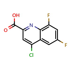 Chemical structure of 6,8-difluoro-4-chloroquinoline-2-carboxylic acid , CAS 902742-65-8, AChemBlock X215542