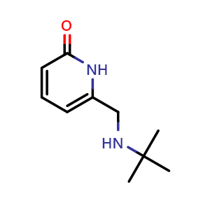 Chemical structure of 6-[(tert-butylamino)methyl]-1,2-dihydropyridin-2-one , CAS 1697774-59-6, AChemBlock X215546