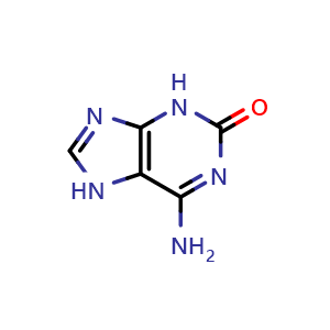 Chemical structure of 6-amino-3,7-dihydro-2H-purin-2-one , CAS 3373-53-3, AChemBlock X215558