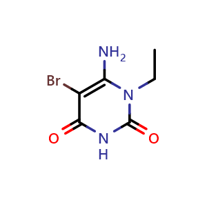 Chemical structure of 6-amino-5-bromo-1-ethyl-1,2,3,4-tetrahydropyrimidine-2,4-dione , CAS 131598-61-3, AChemBlock X215562