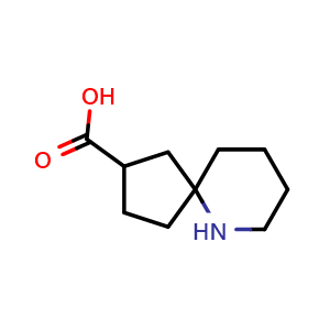 Chemical structure of 6-azaspiro[4.5]decane-3-carboxylic acid , CAS 1512612-29-1, AChemBlock X215574