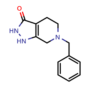 Chemical structure of 6-benzyl-1H,2H,3H,4H,5H,6H,7H-pyrazolo[3,4-c]pyridin-3-one , CAS 909187-64-0, AChemBlock X215576
