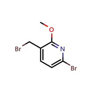 Chemical structure of 6-bromo-3-(bromomethyl)-2-methoxypyridine , CAS 1805208-46-1, AChemBlock X215595