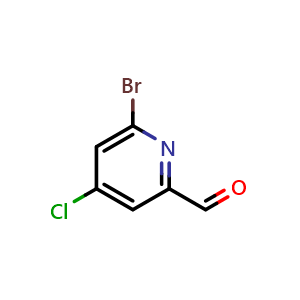 Chemical structure of 6-bromo-4-chloropicolinaldehyde , CAS 1060811-19-9, AChemBlock X215599