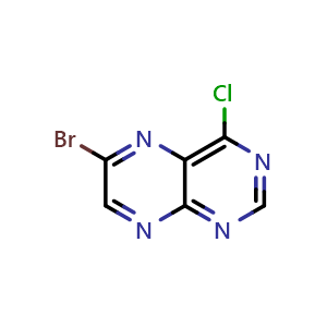 Chemical structure of 6-bromo-4-chloropteridine , CAS 1260787-67-4, AChemBlock X215600