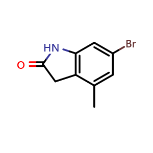 Chemical structure of 6-Bromo-4-methyl-1H-indoline-2-one , CAS 2383730-38-7, AChemBlock X215605