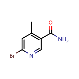 Chemical structure of 6-bromo-4-methylpyridine-3-carboxamide , CAS 2385048-34-8, AChemBlock X215606