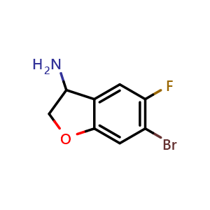 Chemical structure of 6-bromo-5-fluoro-2,3-dihydrobenzofuran-3-amine , CAS 1273603-53-4, AChemBlock X215611