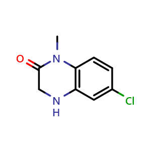 Chemical structure of 6-chloro-1-methyl-1,2,3,4-tetrahydroquinoxalin-2-one , CAS 80484-00-0, AChemBlock X215629