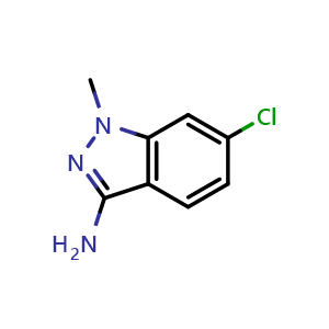 Chemical structure of 6-chloro-1-methyl-1H-indazol-3-amine , CAS 1031927-22-6, AChemBlock X215630