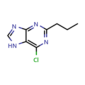 Chemical structure of 6-chloro-2-propyl-7H-purine , CAS 757184-60-4, AChemBlock X215638