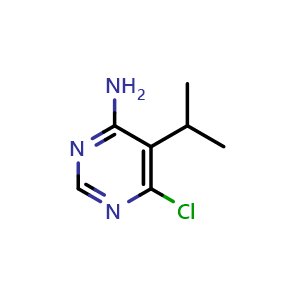 Chemical structure of 6-chloro-5-(propan-2-yl)pyrimidin-4-amine , CAS 852061-80-4, AChemBlock X215652