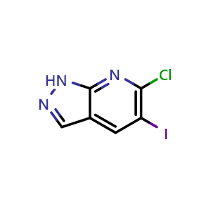 Chemical structure of 6-chloro-5-iodo-1H-pyrazolo[3,4-b]pyridine , CAS 2701680-13-7, AChemBlock X215655