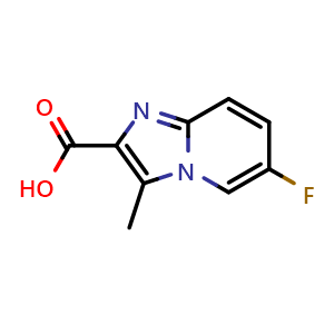 Chemical structure of 6-fluoro-3-methylimidazo[1,2-a]pyridine-2-carboxylic acid , CAS 1159831-03-4, AChemBlock X215677
