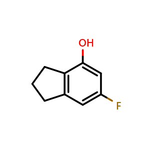 Chemical structure of 6-fluoroindan-4-ol , CAS 161178-27-4, AChemBlock X215683
