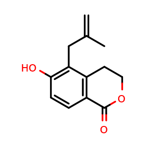 Chemical structure of 6-hydroxy-5-(2-methylallyl)isochroman-1-one , AChemBlock X215690