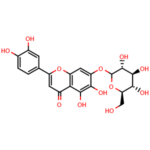Chemical structure of 6-Hydroxyluteolin 7-glucoside , CAS 54300-65-1, AChemBlock X215694