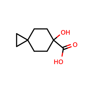 Chemical structure of 6-hydroxyspiro[2.5]octane-6-carboxylic acid , CAS 2002816-09-1, AChemBlock X215695
