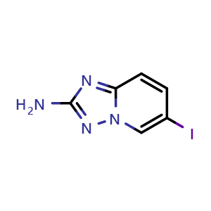 Chemical structure of 6-iodo-[1,2,4]triazolo[1,5-a]pyridin-2-amine , CAS 1245647-65-7, AChemBlock X215696