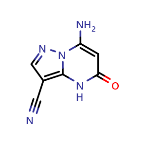 Chemical structure of 7-amino-5-oxo-4,5-dihydropyrazolo[1,5-a]pyrimidine-3-carbonitrile , CAS 138904-35-5, AChemBlock X215757