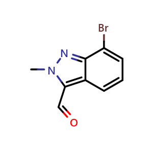 Chemical structure of 7-bromo-2-methyl-2H-indazole-3-carbaldehyde , CAS 845751-70-4, AChemBlock X215774