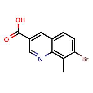 Chemical structure of 7-bromo-8-methyl-quinoline-3-carboxylic acid , CAS 1189107-65-0, AChemBlock X215787