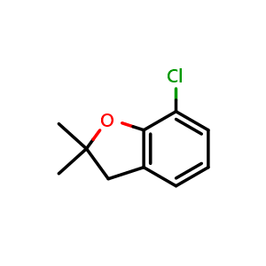 Chemical structure of 7-chloro-2,2-dimethyl-2,3-dihydro-1-benzofuran , CAS 10178-55-9, AChemBlock X215795