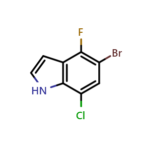 Chemical structure of 7-Chloro-5-bromo-4-fluoro-1H-indole , CAS 3026712-43-3, AChemBlock X215801