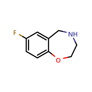 Chemical structure of 7-Fluoro-2,3,4,5-tetrahydrobenzo[f][1,4]oxazepine , CAS 1281728-08-2, AChemBlock X215813