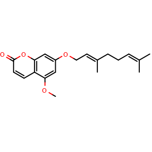 Chemical structure of 7-Geranyloxy-5-methoxycoumarin , CAS 1432075-68-7, AChemBlock X215822