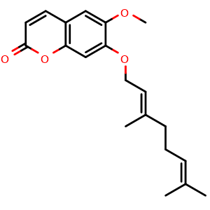 Chemical structure of 7-Geranyloxy-6-methoxycoumarin , CAS 28587-43-1, AChemBlock X215823