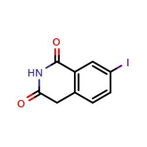 Chemical structure of 7-iodo-1,2,3,4-tetrahydroisoquinoline-1,3-dione , CAS 1260649-46-4, AChemBlock X215832